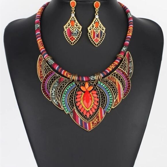 Bohemian Style Necklace and earrings set - Picture 2 of 14
